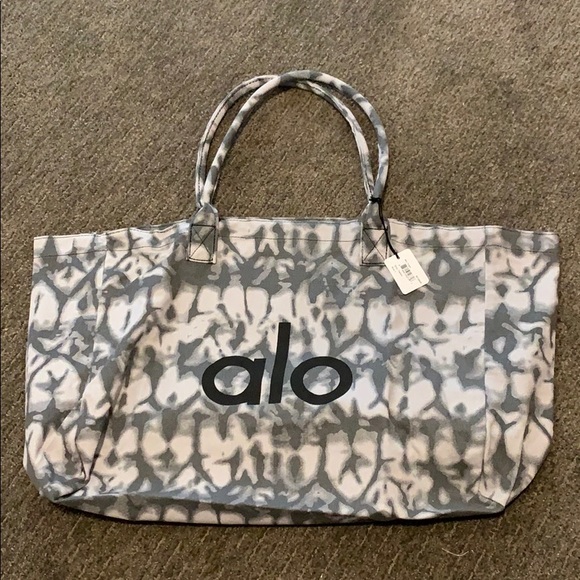 NWT ALO Yoga Iconic Shopper Tote Large Gray Tie Dye - Picture 5 of 6